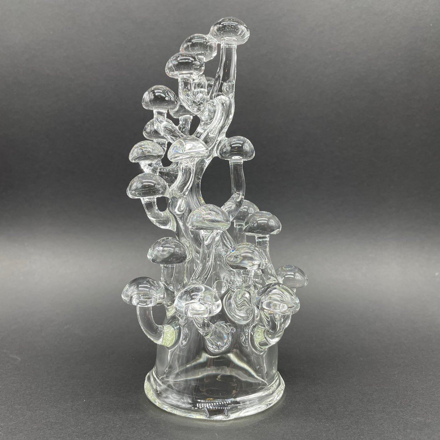 TALL CLEAR GLASS MUSHROOM SCULPTURE