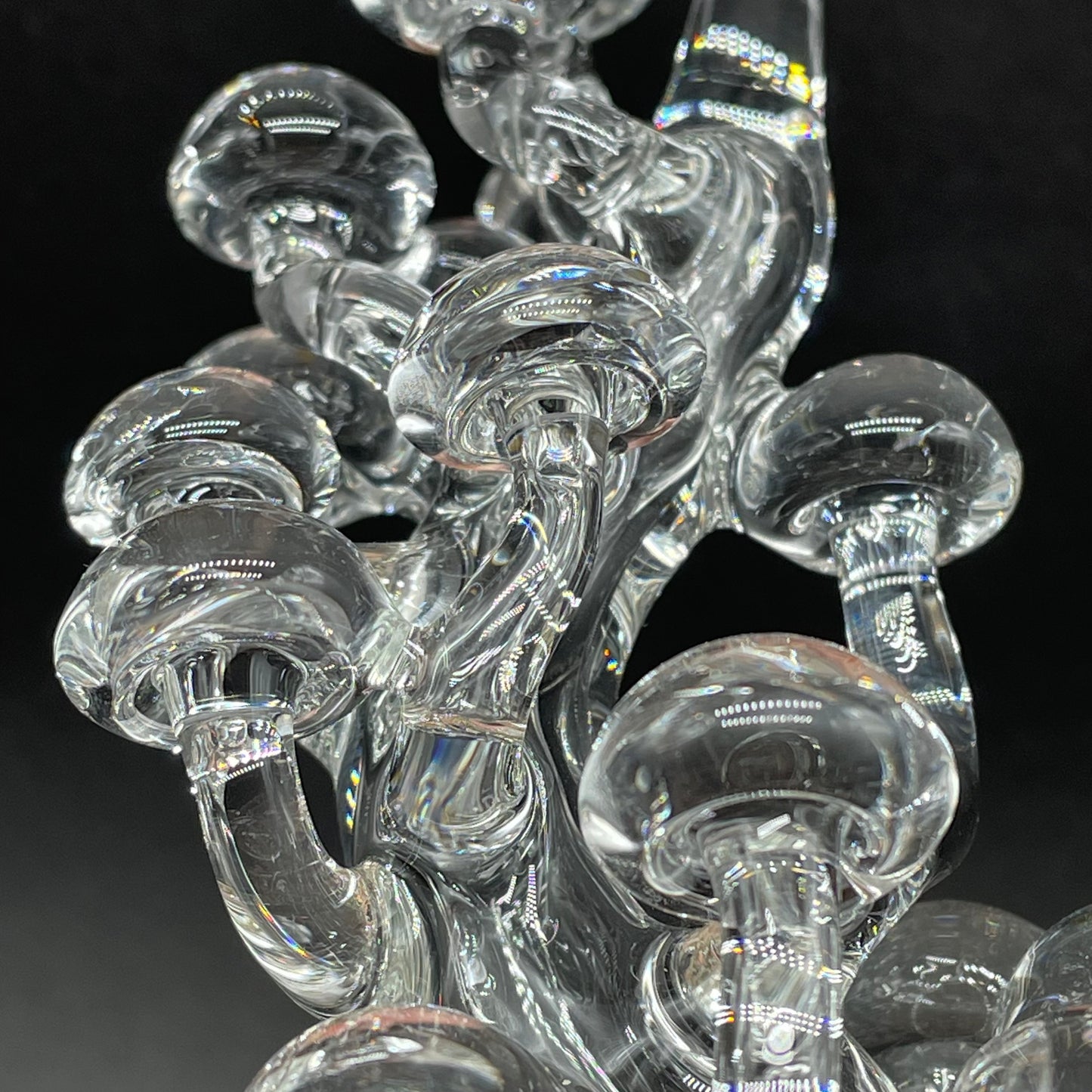 TALL CLEAR GLASS MUSHROOM SCULPTURE
