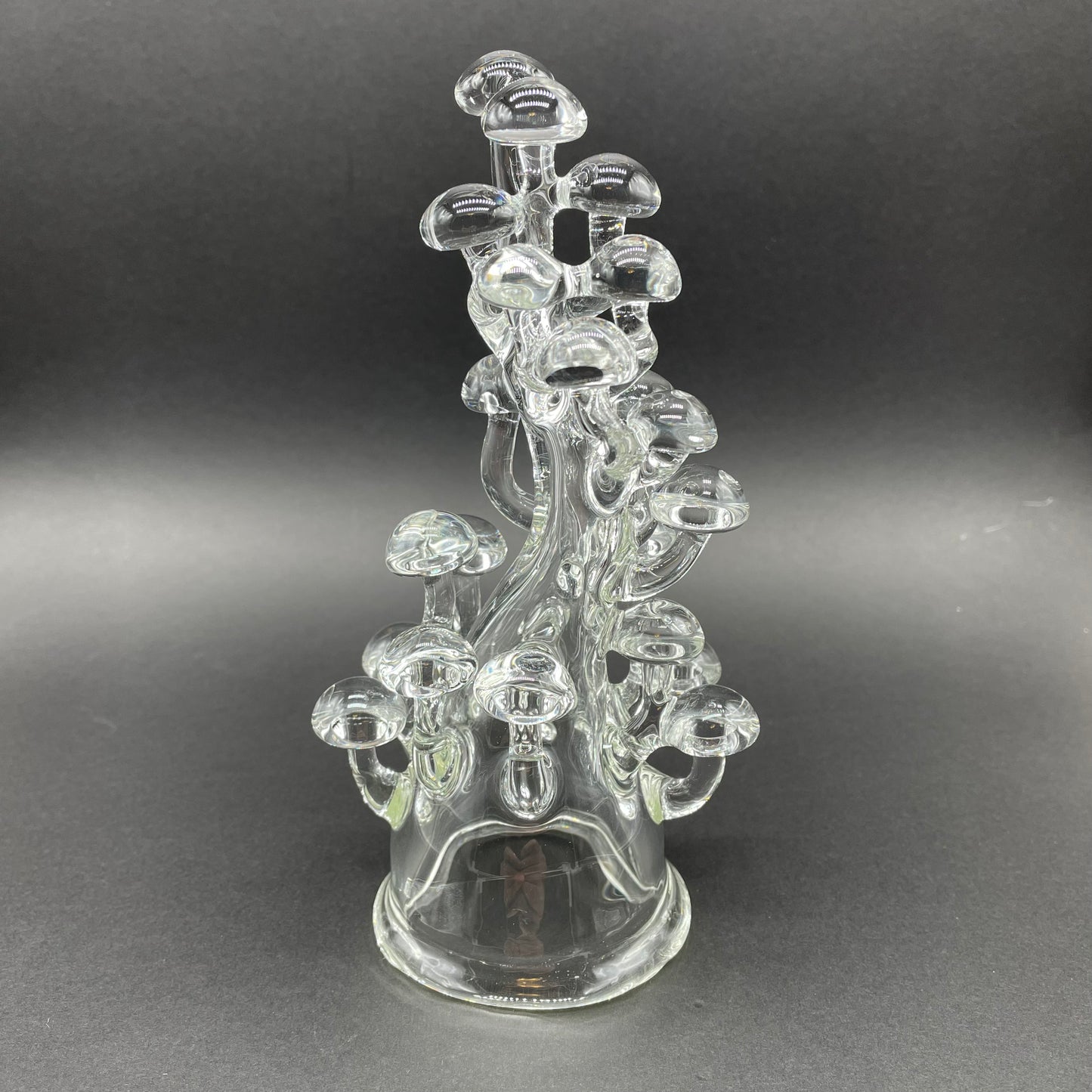 TALL CLEAR GLASS MUSHROOM SCULPTURE