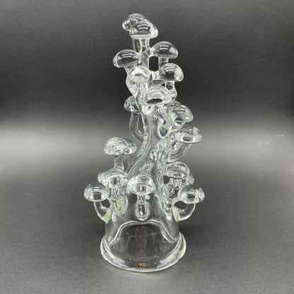 TALL CLEAR GLASS MUSHROOM SCULPTURE