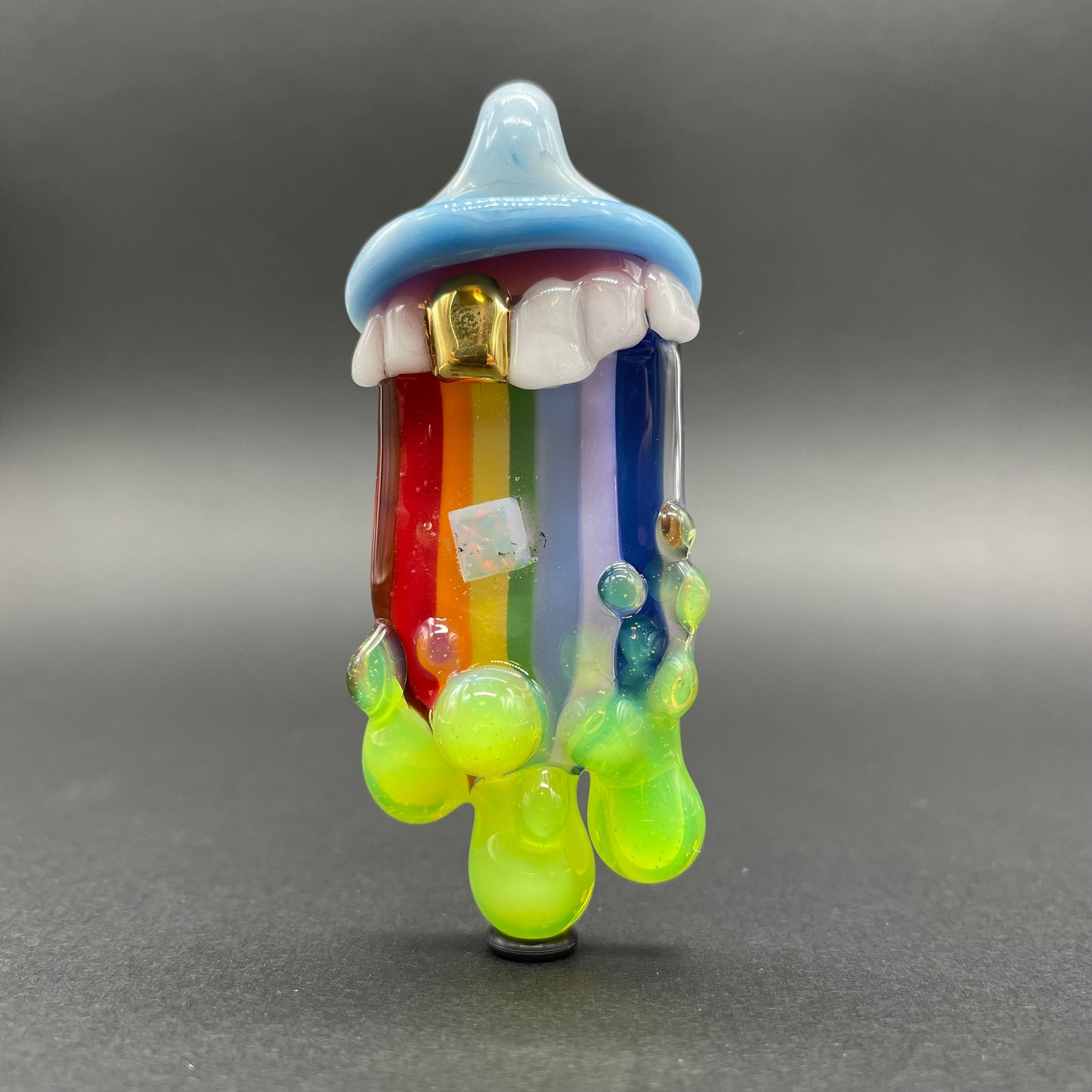 Glass opal rainbow tongue pendant