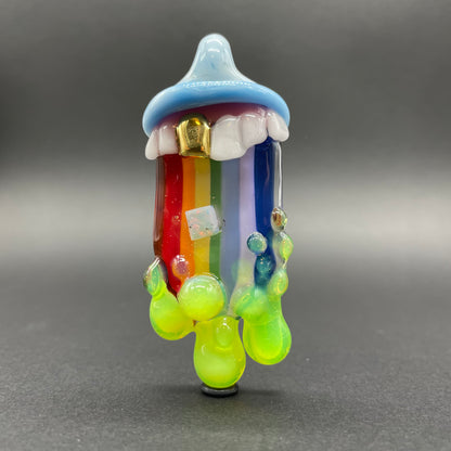 Glass opal rainbow tongue pendant
