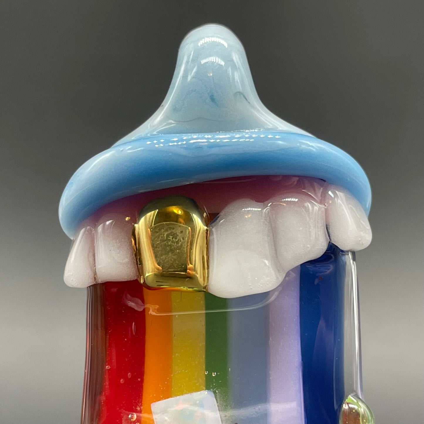 Glass opal rainbow tongue pendant