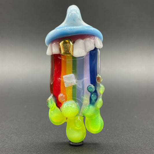 Glass opal rainbow tongue pendant