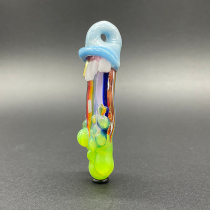 Glass opal rainbow tongue pendant