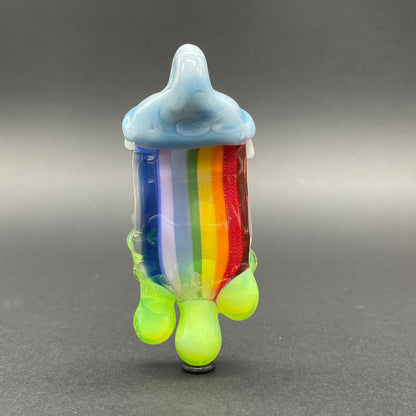 Glass opal rainbow tongue pendant