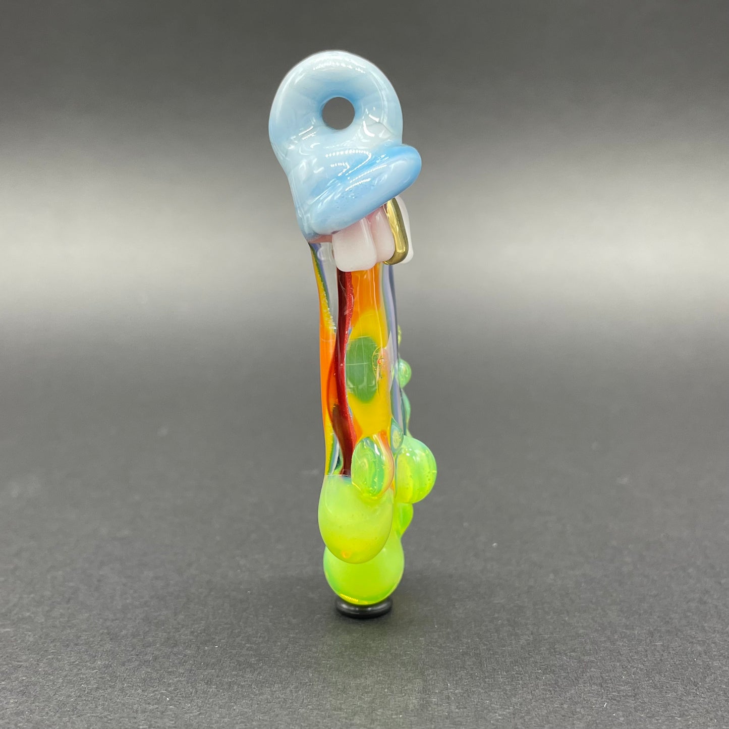 Glass opal rainbow tongue pendant
