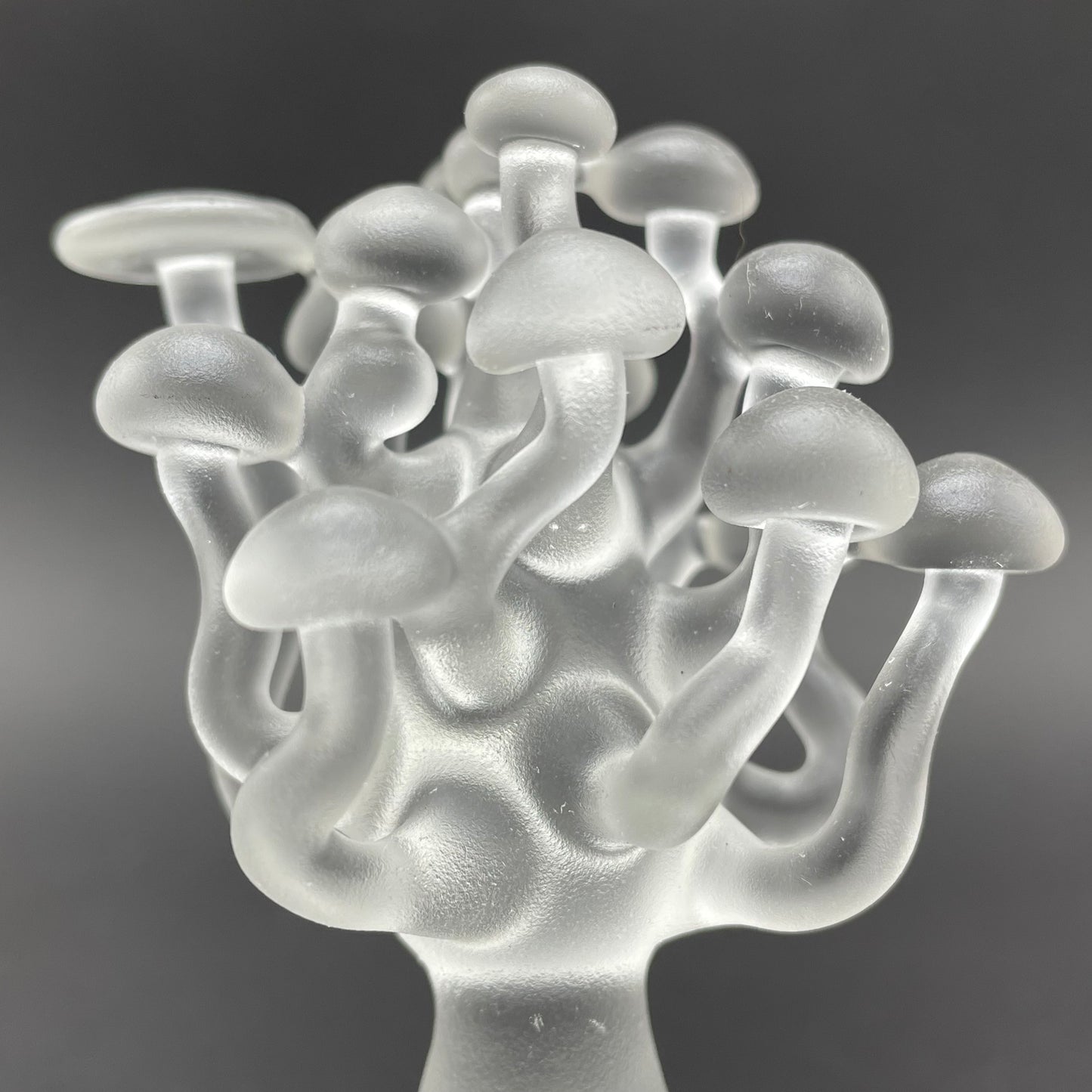 small glass mushroom sculpture