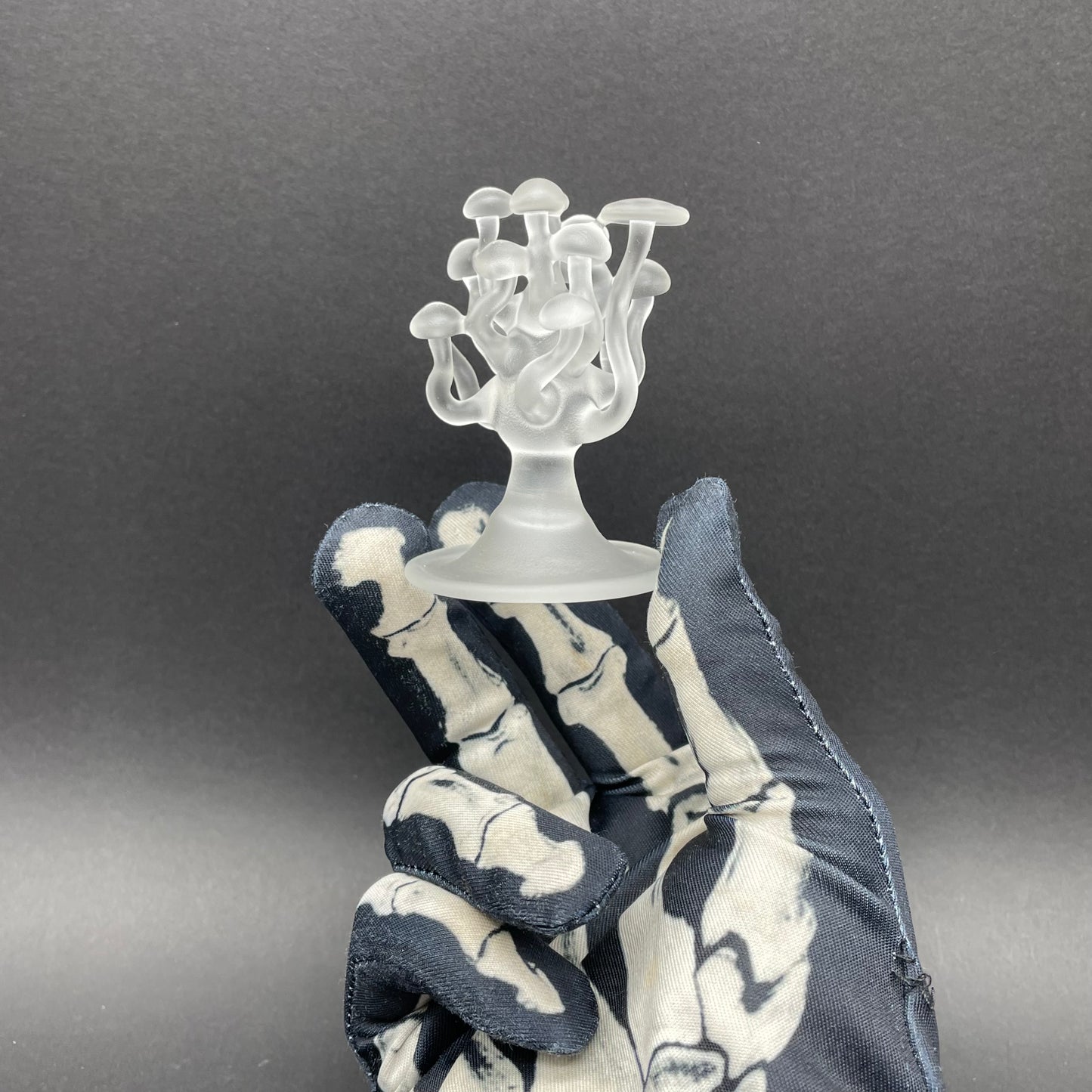 small glass mushroom sculpture