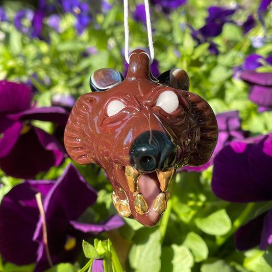 blinged out glass grizzly bear pendant
