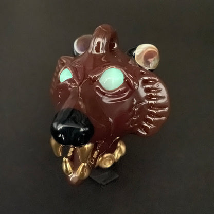 blinged out glass grizzly bear pendant