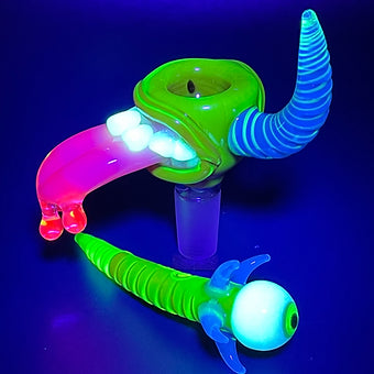 14mm red blacklight reactive slide set with tongue and horn