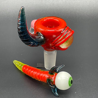 14mm red blacklight reactive slide set with tongue and horn