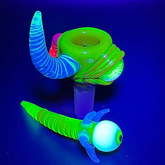 14mm red blacklight reactive slide set with tongue and horn