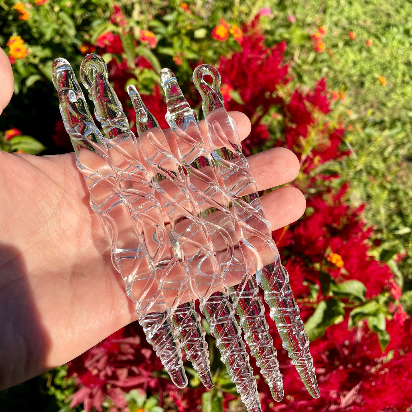 Clear glass icicles