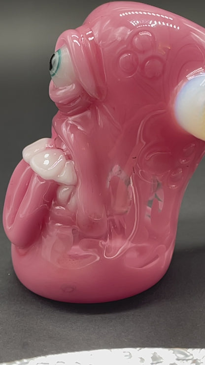 Pink evil eye bubbler