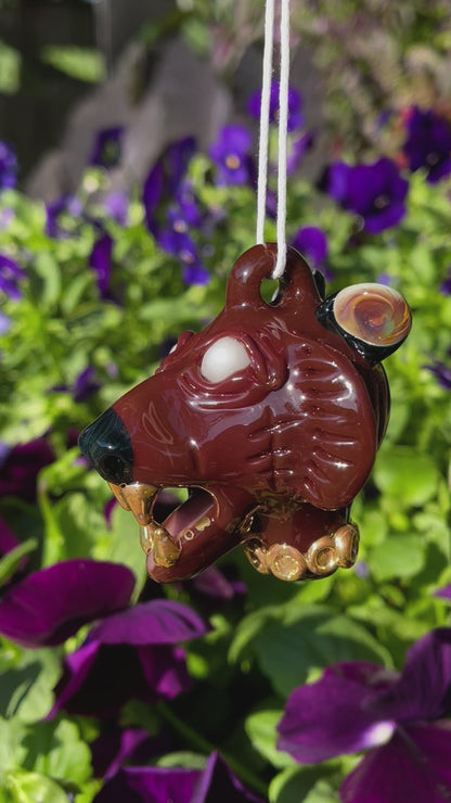 blinged out glass grizzly bear pendant