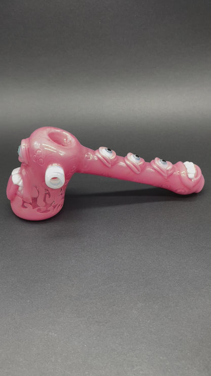 Pink evil eye bubbler