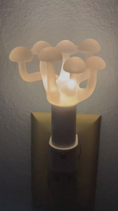 Mushroom, frosted clear glass led night light.