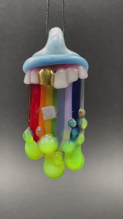 Glass opal rainbow tongue pendant
